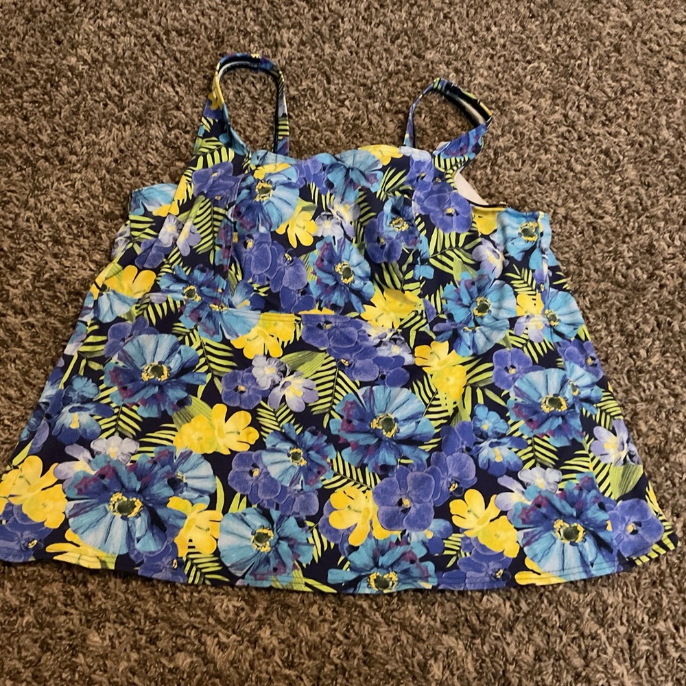 Floral Blue and Yellow Swim Tank Top 20W